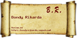 Bondy Rikarda névjegykártya